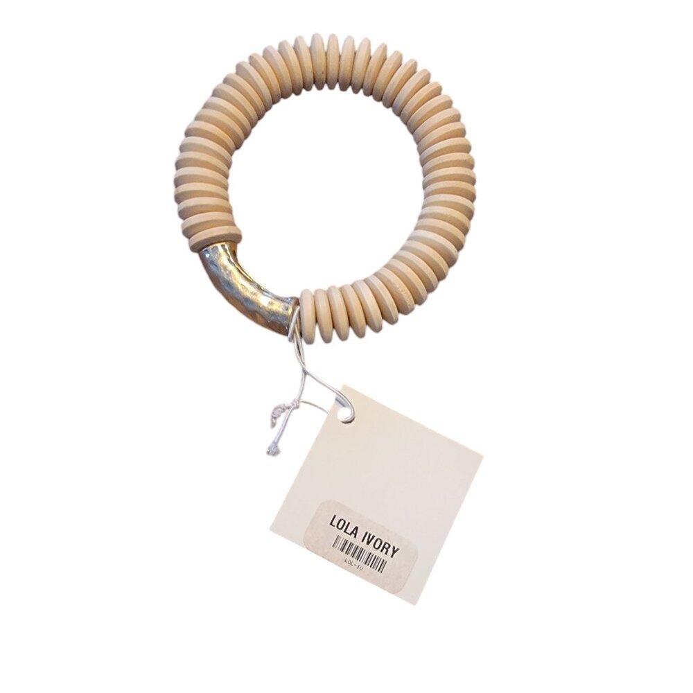 Meghan Browne Style Lola Ivory Natural Wood Stackable Bracelet